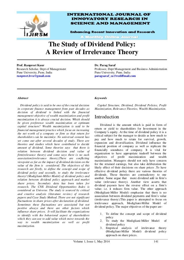 research papers dividend policy theories